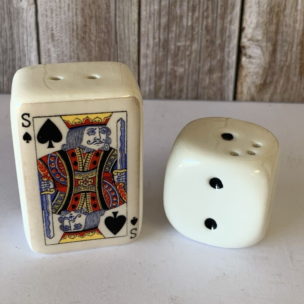 Cracker Barrel Mini Dice & Playing Card Salt and Pepper Shakers Set Game Night
